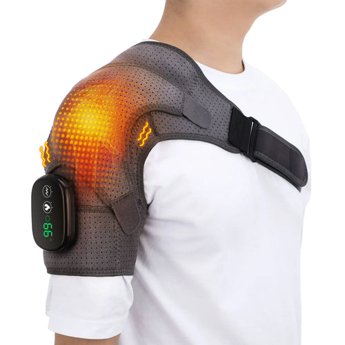 Electric Heating Shoulder Massage Belt with Adjustable LED Hot Compress for Back and Shoulder Support