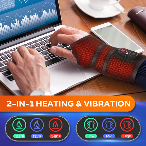 Electric Heating Wrist Guard with 3 Heat Levels, Rechargeable Wrist Brace for Hot Compress and Massage, Hand and Ankle Support Protector