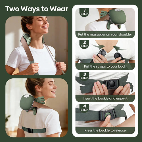4D Bionic Wireless Neck and Shoulder Massager with Brushless Motor for Cervical and Trapezius Pain Relief