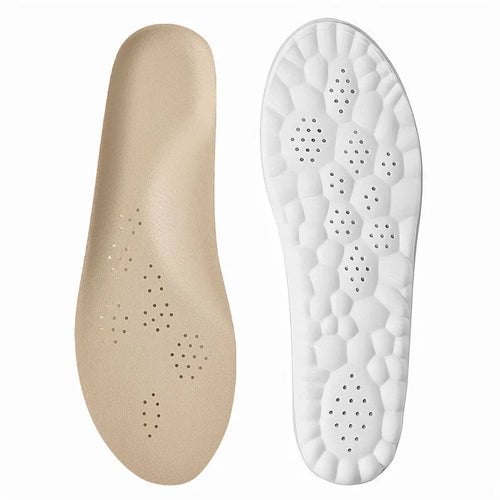 Faux Leather Insoles with High Elasticity Latex Arch Support, Non-Slip, Breathable, Soft Comfort for Foot, 1 or 5 Pairs