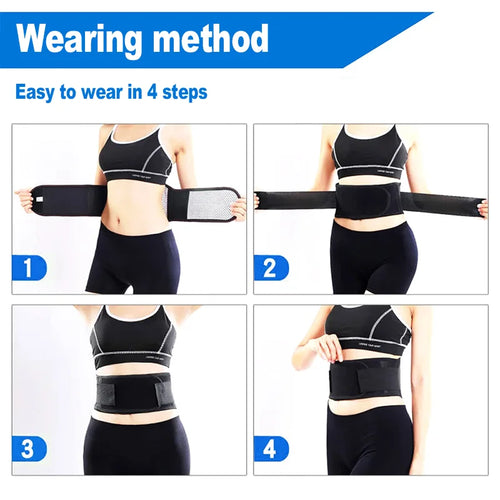 Adjustable Magnetic Waist Support Belt with Self-Heating Back Brace for Lumbar Pain Relief and Massage