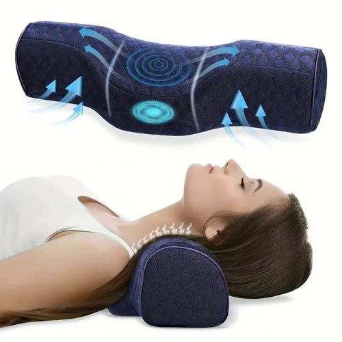 Cervical Pillow Neck Support with Head Massager for Pain Relief and Comfort