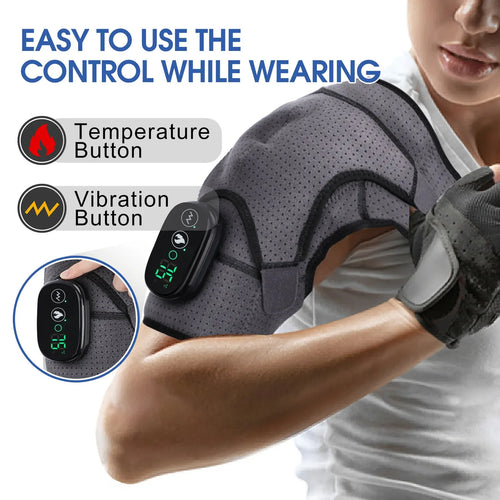 Electric Heating Shoulder Massage Belt with Adjustable LED Hot Compress for Back and Shoulder Support