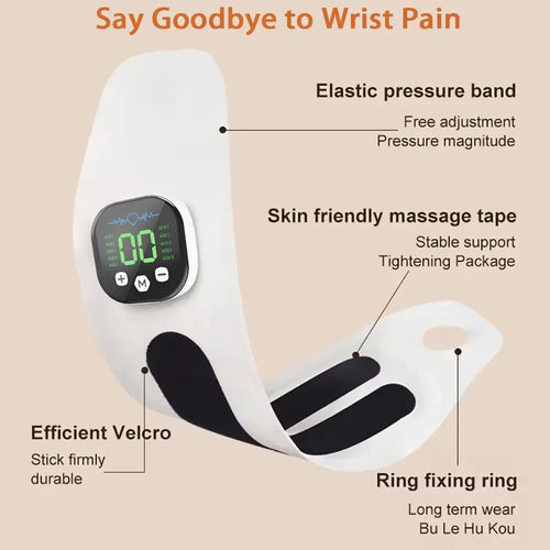 EMS Electric Cordless Hand Wrist Massager with 10 Vibration Modes USB Rechargeable Relieves Muscle Fatigue and Supports Wrist