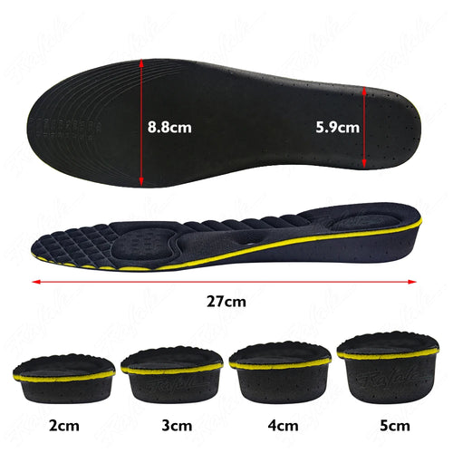 Magnet Massage Height Increase Insoles for Women Men, 2-5 cm Invisible Arch Support Orthopedic Lift Shoes Inserts