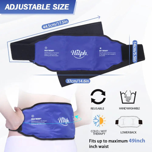 Reusable Lower Back Ice Pack for Lumbar Support, Hot Cold Therapy Compress for Pain Relief and Injury Recovery