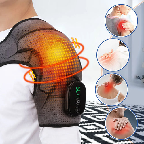 Electric Heating Shoulder Massage Belt with Adjustable LED Hot Compress for Back and Shoulder Support