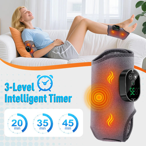 Electric Cordless Heated Ankle Guard Massager with Vibration and Hot Compress for Right or Left Foot and Wrist Support