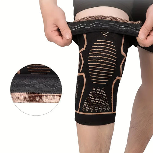Copper compression knee sleeves set of 2 with elastic breathable fabric for sports support and joint stability