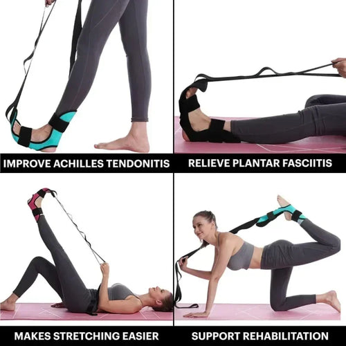 Yoga Leg Stretching Band with Plantar Fasciitis Support, Flexibility and Rehabilitation Fitness Training Belt for Foot Care