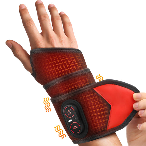Electric Heating Wrist Guard with 3 Heat Levels, Rechargeable Wrist Brace for Hot Compress and Massage, Hand and Ankle Support Protector