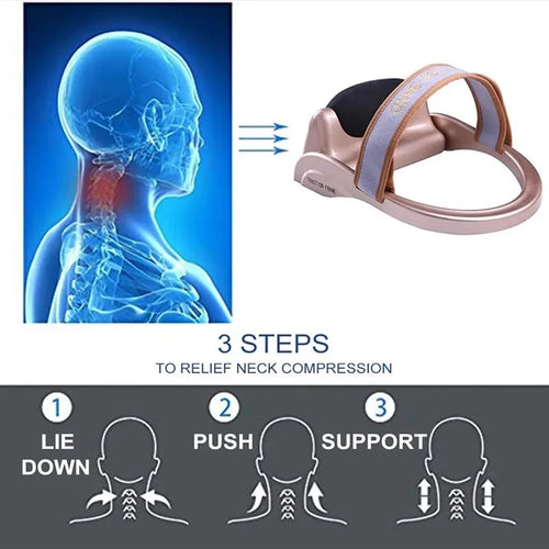 Air Filled Neck Massager Pillow with Cervical Traction Pump for Vertebra Stretch and Posture Support