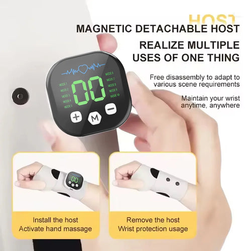 EMS Electric Cordless Hand Wrist Massager with 10 Vibration Modes USB Rechargeable Relieves Muscle Fatigue and Supports Wrist