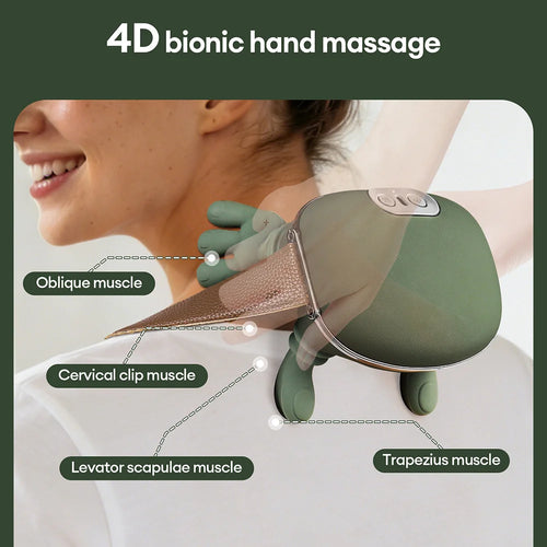 4D Bionic Wireless Neck and Shoulder Massager with Brushless Motor for Cervical and Trapezius Pain Relief