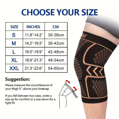 Copper compression knee sleeves set of 2 with elastic breathable fabric for sports support and joint stability