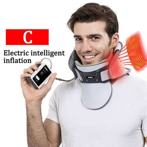 Inflatable Neck Traction Device with Hot Compress, Cervical Vertebra Support, Posture Corrector, Adjustable Cervical Collar