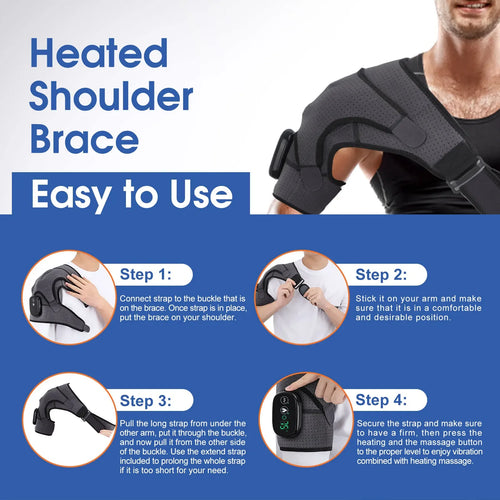 Electric Heating Shoulder Massage Belt with Adjustable LED Hot Compress for Back and Shoulder Support