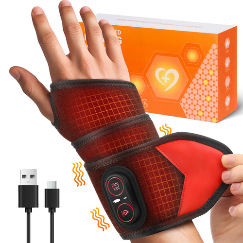 Electric Heating Wrist Guard with 3 Heat Levels, Rechargeable Wrist Brace for Hot Compress and Massage, Hand and Ankle Support Protector