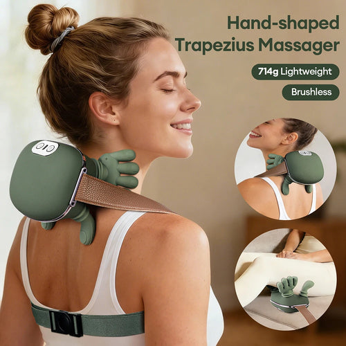 4D Bionic Wireless Neck and Shoulder Massager with Brushless Motor for Cervical and Trapezius Pain Relief