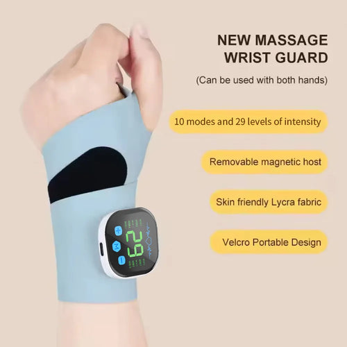 EMS Electric Cordless Hand Wrist Massager with 10 Vibration Modes USB Rechargeable Relieves Muscle Fatigue and Supports Wrist