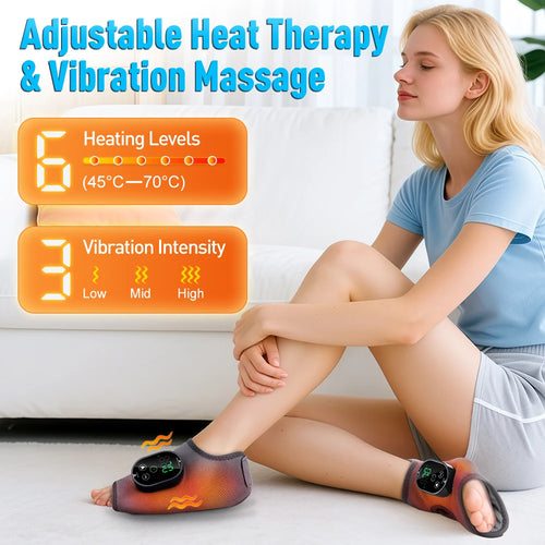 Electric Cordless Heated Ankle Guard Massager with Vibration and Hot Compress for Right or Left Foot and Wrist Support