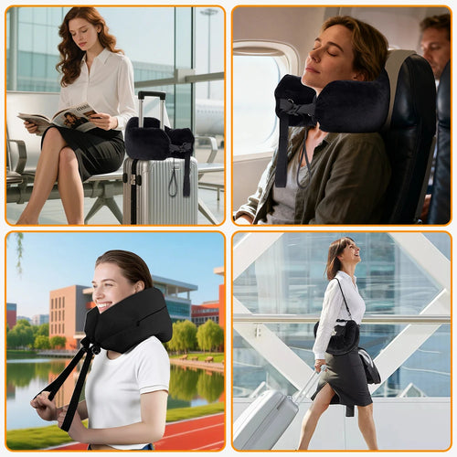 Adjustable U-Shaped Travel Neck Pillow with Washable Cover, Portable and Multi-Functional for Airplane Use