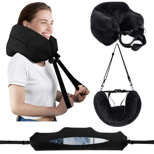 Adjustable U-Shaped Travel Neck Pillow with Washable Cover, Portable and Multi-Functional for Airplane Use