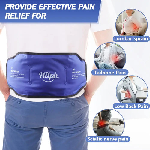 Reusable Lower Back Ice Pack for Lumbar Support, Hot Cold Therapy Compress for Pain Relief and Injury Recovery