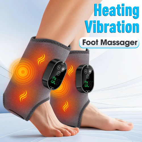 Electric Cordless Heated Ankle Guard Massager with Vibration and Hot Compress for Right or Left Foot and Wrist Support