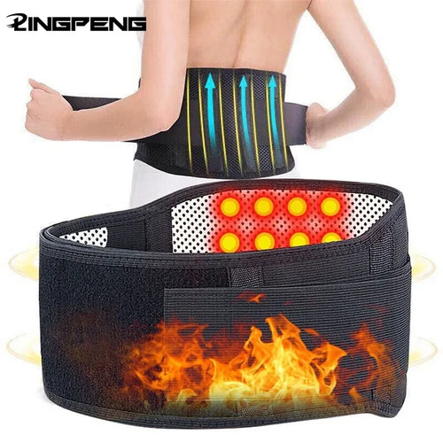 Adjustable Magnetic Waist Support Belt with Self-Heating Back Brace for Lumbar Pain Relief and Massage