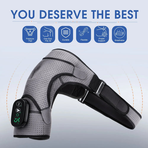 Electric Heating Shoulder Massage Belt with Adjustable LED Hot Compress for Back and Shoulder Support