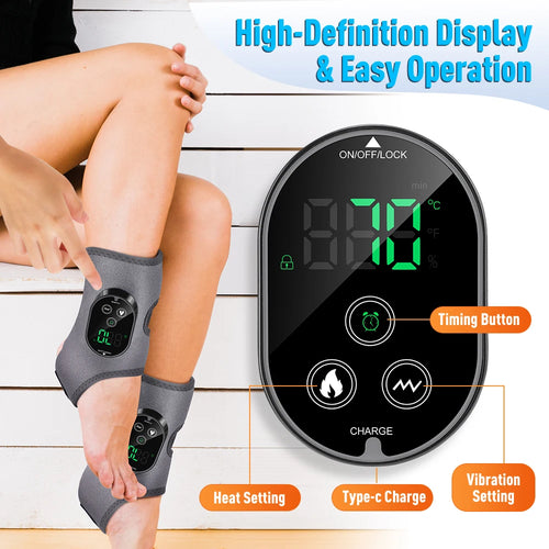 Electric Cordless Heated Ankle Guard Massager with Vibration and Hot Compress for Right or Left Foot and Wrist Support