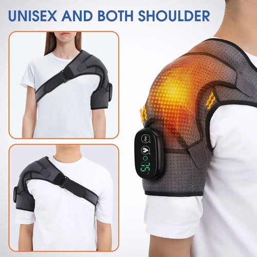 Electric Heating Shoulder Massage Belt with Adjustable LED Hot Compress for Back and Shoulder Support