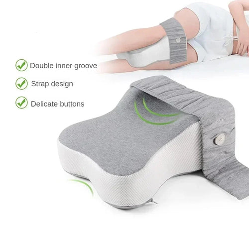 Orthopedic Memory Foam Leg Pillow with Adjustable Strap for Side Sleeping and Knee Support