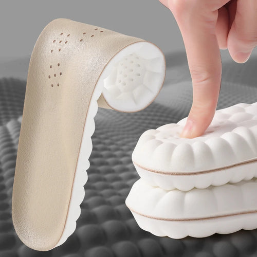 Faux Leather Insoles with High Elasticity Latex Arch Support, Non-Slip, Breathable, Soft Comfort for Foot, 1 or 5 Pairs