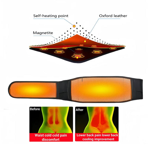 Adjustable Magnetic Waist Support Belt with Self-Heating Back Brace for Lumbar Pain Relief and Massage