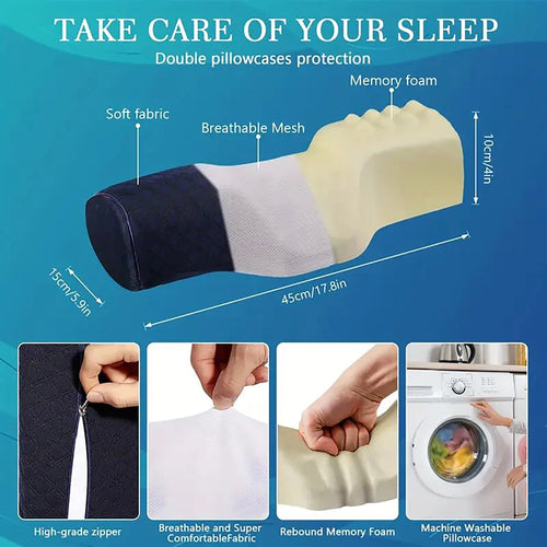 Cervical Pillow Neck Support with Head Massager for Pain Relief and Comfort