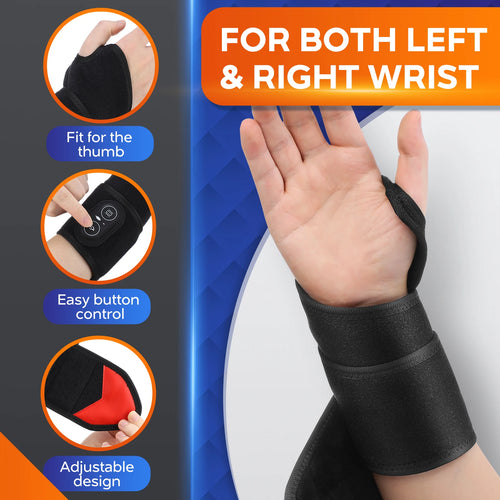 Electric Heating Wrist Guard with 3 Heat Levels, Rechargeable Wrist Brace for Hot Compress and Massage, Hand and Ankle Support Protector