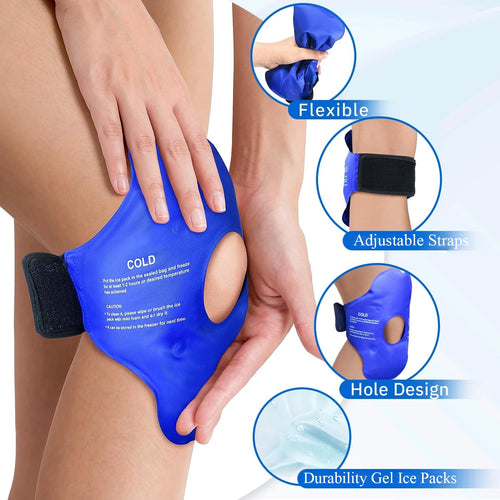 Ice Pack Knee Wrap Reusable Gel Cold Compress for Pain Relief and Swelling Therapy Arthritis Recovery