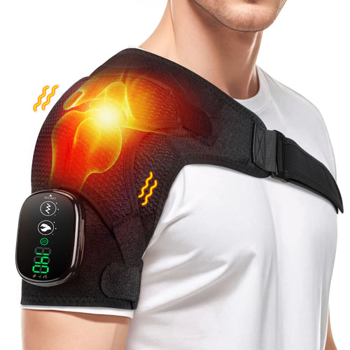 Electric Heating Shoulder Massage Belt with Adjustable LED Hot Compress for Back and Shoulder Support