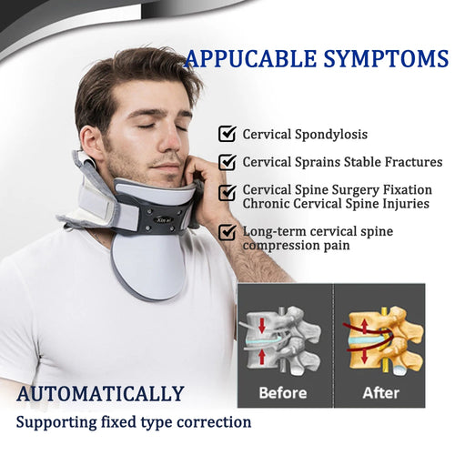 Inflatable Neck Traction Device with Hot Compress, Cervical Vertebra Support, Posture Corrector, Adjustable Cervical Collar