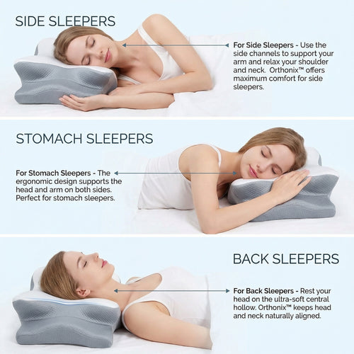 Orthonix Cervical Pillow for Neck Pain Relief, Adjustable Memory Foam & Cooling Cover