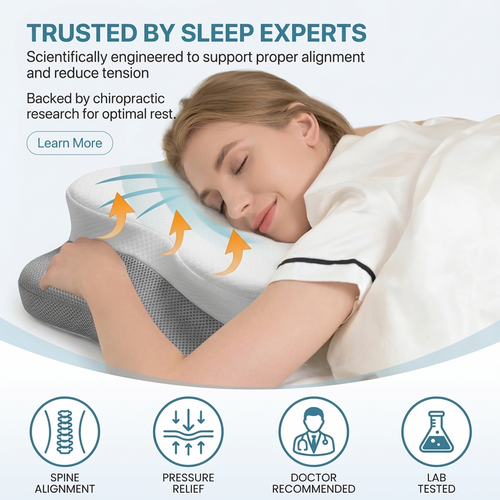 Orthonix Cervical Pillow for Neck Pain Relief, Adjustable Memory Foam & Cooling Cover