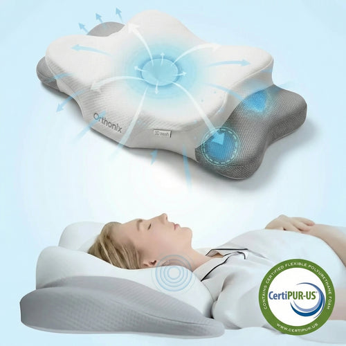 Orthonix Cervical Pillow for Neck Pain Relief, Adjustable Memory Foam & Cooling Cover