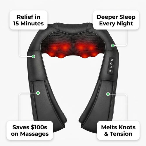 Flow Massager Pro2 Shiatsu Neck & Shoulder Massager with Heat, Pain Relief Deep Tissue, 16 Nodes