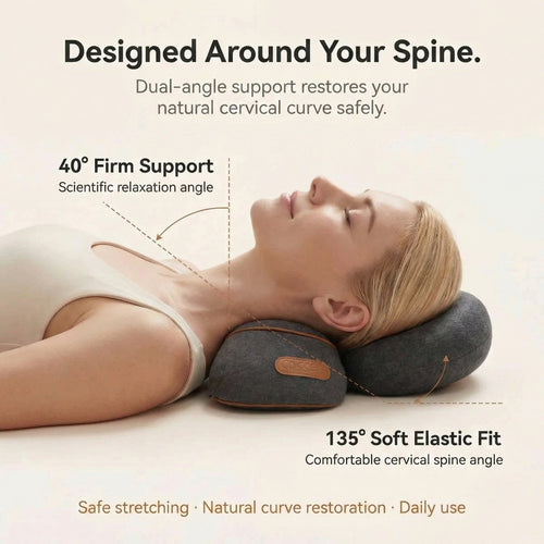 FreeFlow Cervical Traction Pillow, Neck Pain Relief, Posture Corrector & Neck Stretcher