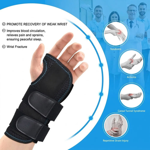 Adjustable Wrist Support Brace for Left or Right Hand, Breathable Wristband for Fitness, Weightlifting, and Pain Relief