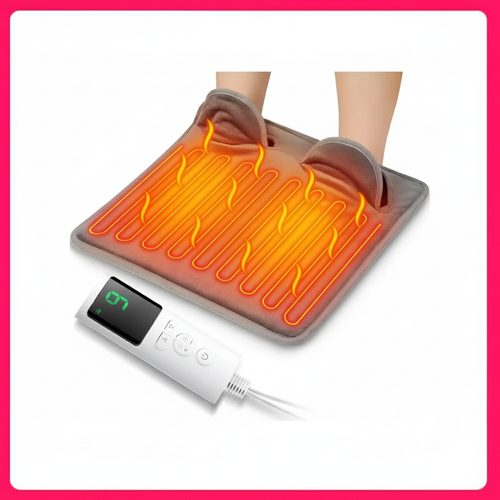 Electric Foot Heating Pad 9-Gear Adjustable Soft Plush Washable Foot Warmer with 4 Timers for Home and Office Use